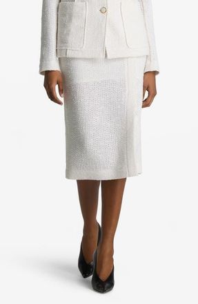 St. John Open Weave Tweed Skirt in Ivory at Nordstrom, Size 4