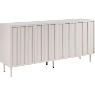 Beliani Credenza moderna Soggiorno Camera da letto Mobile a 4 ante MDF Gambe in metallo Cashmere Beige chiaro Clunes