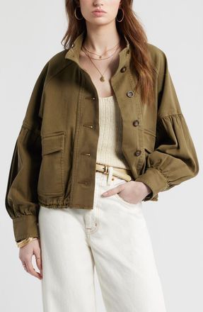 Treasure & Bond Blouson Twill Utility Jacket in Olive Dark at Nordstrom, Size Xx-Small