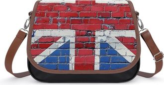 Generic UK English Flag Brick Wall Small Womens Crossbody Bags Shoulder Handbag with Adjustable Strap for Travel