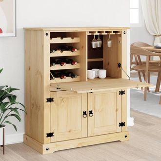 Berkfield Home Beautiful Wine Cabinet Corona 97x45x114 cm Solid Wood Pine in Brown | Size: 97 x 45 x 114 cm