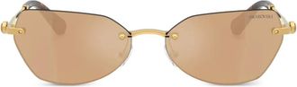 Swarovski crystal-embellished tortoiseshell sunglasses - women - Metal - 58 - Gold
