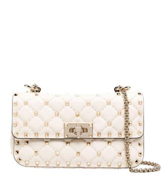 Valentino Garavani White Rockstud Spike Small Shoulder Bag