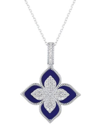 Suzy Levian Suzy Levian Silver Cz Flower Clover Dangle Necklace