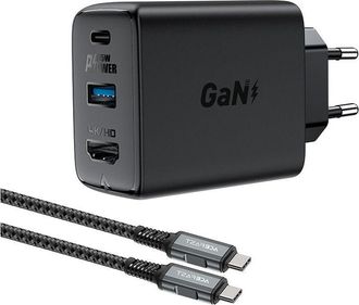 OEM Cargador De Pared 2 En 1 Con Cable Usb-c + Adaptador Usb-c - Hdmi 4k Negro