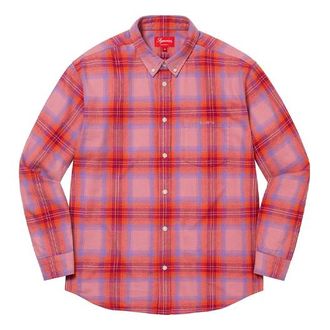 SUPREME Brushed Plaid Flannel Shirt Red Pink Blue SUP-SS22-101