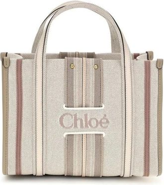 Chlo&eacute; Woody Loop Tote - Dames - Tassen - Beige - Maat: ONE Size Katoen