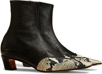 Khaite Dallas Cap Toe Sock Bootie in Black/Natural at Nordstrom, Size 10.5Us