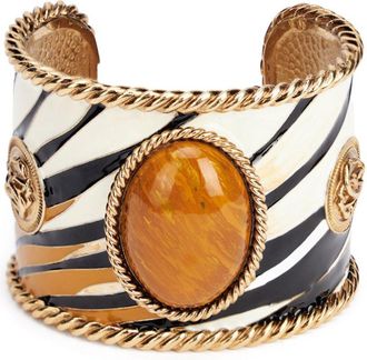 Roberto Cavalli enameled metal bracelet - women - Brass/Enamel - One Size - Black