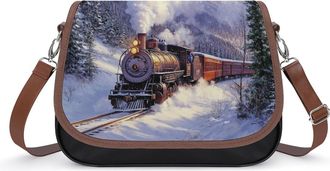 Generic Steam Train Small Womens Crossbody Bags Shoulder Handbag with Adjustable Strap for Travel