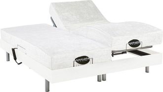 Vente-Unique Set da relax, con sospensioni, memory foam e bamb&ugrave;, LYSIS III di NATUREA - Motori OKIN - 2 x 80 x 200 cm - Bianco