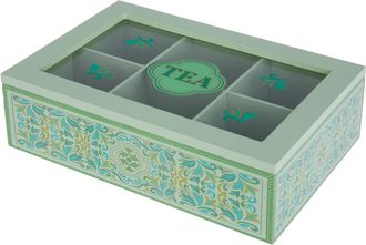 KASANOVA Scatola tè 6 scomparti verde Royal Garden