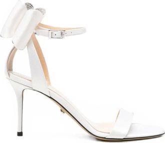 Mach & Mach Mach & Mach, Schoenen, Dames, Wit, 39 EU, Satijn, Sandaal met Dubbele Strik van Satijn