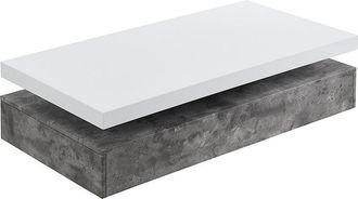 Vente-Unique Mesa de centro FELIX - 2 cajones - MDF - Color: cemento y blanco