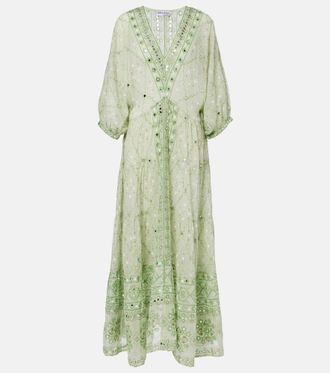 Juliet Dunn Embellished cotton maxi dress