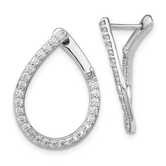 Diamond2Deal 14K White Gold 0.80 ct Lab Grown Diamond Fancy Twist Hoop Earrings VS Clarity, G-H Color