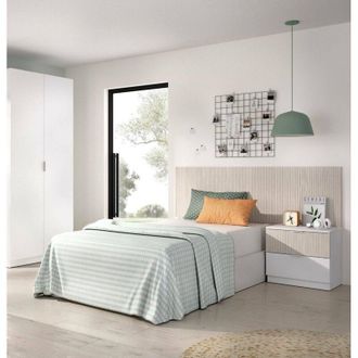 Dmora Cabecero De Cama Focone, Atr&aacute;s, Cabecero De Dormitorio, Reposacabezas, 146x34 H106 Cm, Blanco Y Roble - Dmora