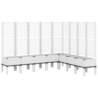 Berkfield Home Garden Planter with Trellis White 200x160x142 cm PP | Size: 200 x 160 x 142 cm
