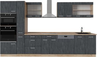 Vicco Mueble De Cocina R-line, Hormig&oacute;n Negro/roble Dorado, 350 Cm Sin Encimera