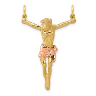 Diamond2Deal 10k Two-tone Rose Corpus Pendant