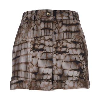 Elisabetta Franchi Casual Shorts, female, Brown, Size: XL Wide Leg Shorts