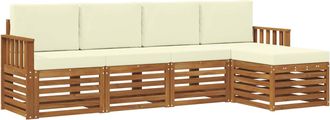 vidaXL Conjunto De Sof&aacute;s De Exterior 5 Uds. Natural Y Crema Vidaxl
