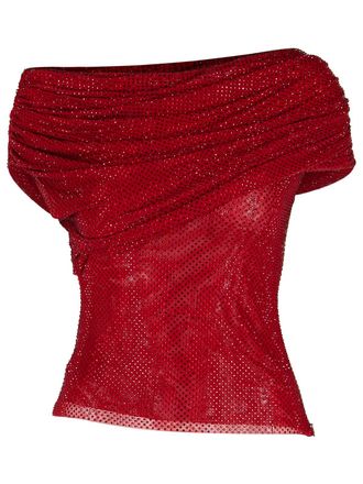 Self Portrait Burgundy Polyester Top