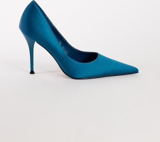 Topshop Alexander d&eacute;collet&eacute; con tacco alto in raso verde petrolio-Blu