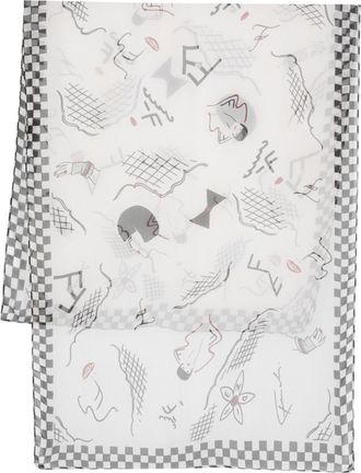 Fendi sketch-style print silk scarf - women - Silk - One Size - White