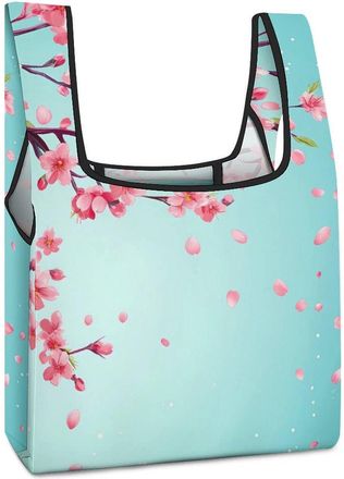 Generic Cherry Flowers Shopping Bag Reusable Grocery Tote Bag Foldable Handbag for Travel Picnic