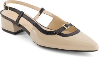 Andrea Womens Slingback Pointed Toe Low Heel Pumps In Black