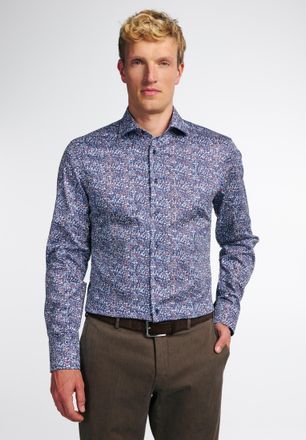 Eterna Langarmhemd ETERNA SLIM FIT, Herren, Gr. 41, Normalgr&ouml;ssen, blau, Satin, 100% Baumwolle, schmal, Manschette, Hemden Langarmhemd, NON IRON (b&uuml;gelfrei)