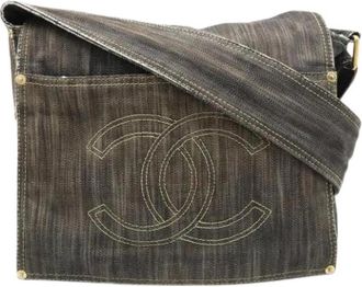 Chanel Pre-owned Denim Schoudertas - Dames - Vintage Schoudertas - Grijs - ONE Size - Denim - Vintage