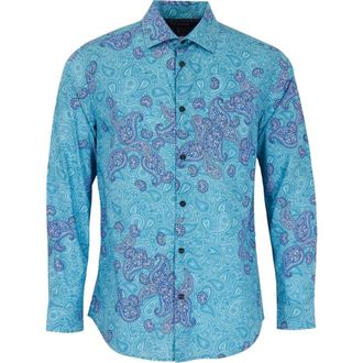 Lords of Harlech Nigel Button-Up Shirt in Montgat Paisley Teal at Nordstrom, Size Medium