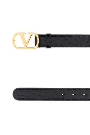 Valentino Garavani Mens Vlogo Belt Black Crocodile