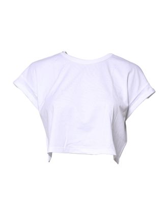 Dolce & Gabbana Womens White Cotton Crew Neck Cropped T-Shirt Top