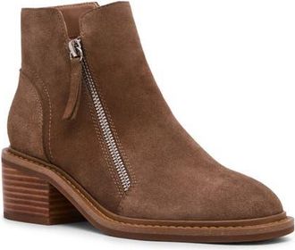 Blondo Lilani Waterproof Block Heel Bootie in Taupe Suede at Nordstrom, Size 9.5