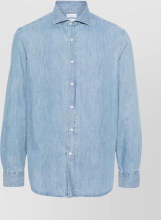 Brunello Cucinelli denim short-sleeve shirt