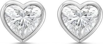 Diana M. Jewels 14KT WHITE GOLD LAB GROWN heart shape STUDS IN A BEZEL SETTING WEIGHING 1.00 CTS TW