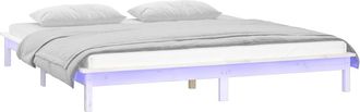 vidaXL Vidaxl - Estructura Cama Led Sin Colch&oacute;n Madera Maciza Blanco 160x200 Cm