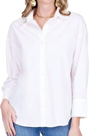 Jade Yoga Split V-Neck Collar Blouse In White