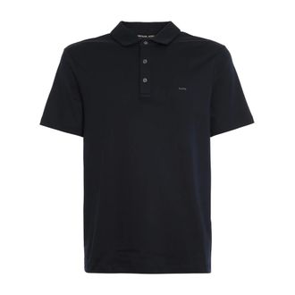 Michael Kors Tops, Heren, Blauw, M, Katoen, Zwart Katoenen Poloshirt met Logo