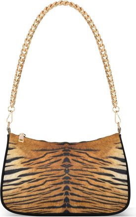 Alaza Animal Tiger Skin Print Shoulder Handbags for Women Travel Hobo Tote Handbag Women Gold Chain Shoulder Bags Purse with Zipper Closure, Multicolor, 7.1