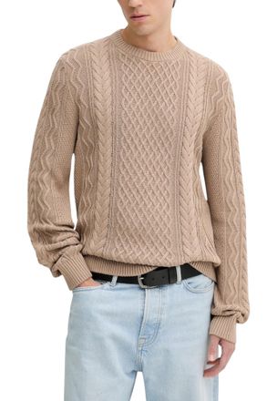 Tommy Hilfiger Mens Cable Knit Crewneck Sweater - Tan Cotton - Size Small