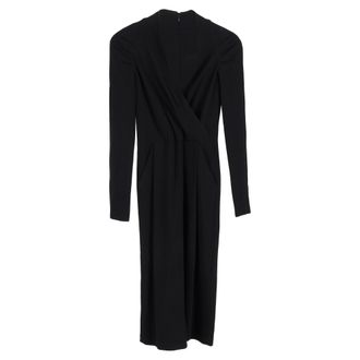 Armani Armani Collezioni midi-jurk met lange mouwen in zwart polyester