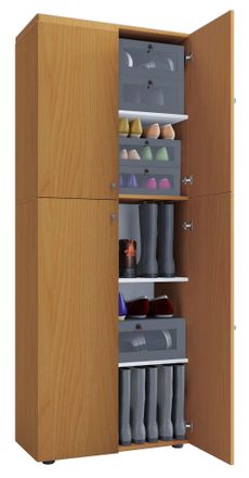 ebuy24 Ebuy24 - Gabinete De Zapato De Madera Vcm Dimensiones: An. 70 X Al. 184 X T. 40 Cm Gabinete Todo Uso 5 Compartimentos 4 Puertas Giratorias - Lona (hay