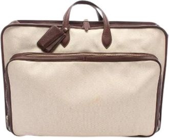 Herm&egrave;s Pre-owned Victoria Toile H Clemence reistas - unisex - Pre-owned - Beige - Maat: ONE Size Zijde