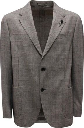 Lardini Glen Check Wollen Mix Jas - Heren - Blazers - Grijs - XL - Wol - Jassen