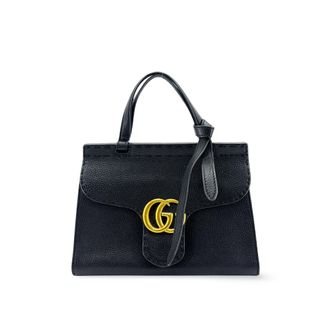 Gucci Gg Marmont Belt Matelasse Leather Black Calfskin Handbag (Pre-Owned)