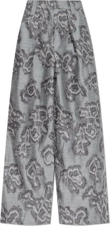 Ganni Vintage-effect Broek - Dames - Wijde Broeken - Grijs - S - Katoen - Broeken